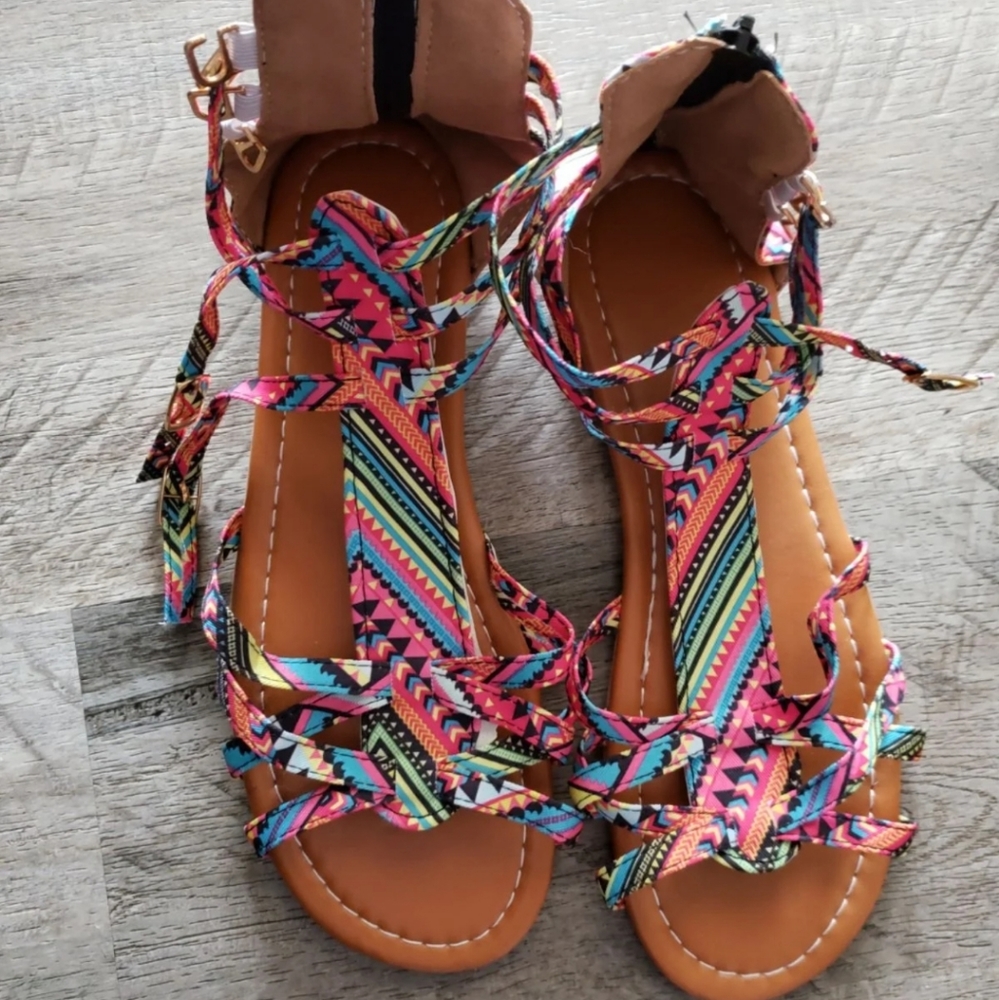Womens multicolored sandals never worn